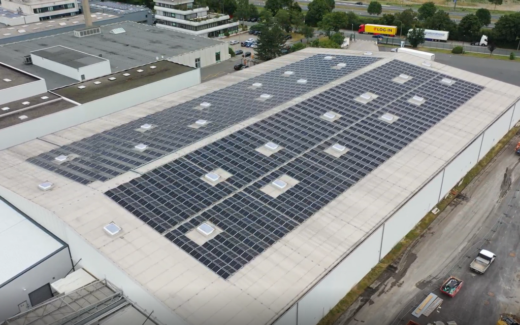 Photovoltaic system on the roof of BAT (aerial view)