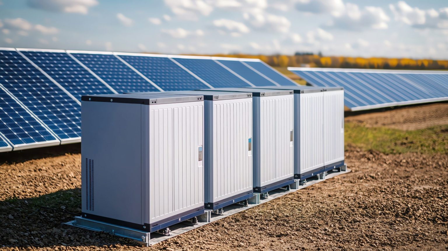 MiSpeL-Festlegung: Batteriespeicher-Container neben einer Photovoltaik-Freiflächenanlage